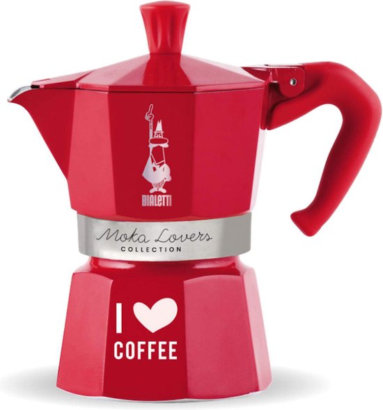 Bialetti Moka Express I Love Coffee Percolator Rood 3 Kops 130Ml